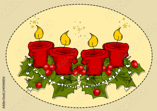 Adventskranz, Weihnachten Karte