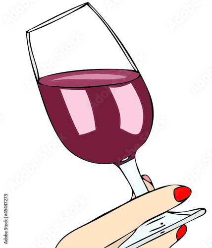 Mano femminile con un bicchiere di vino