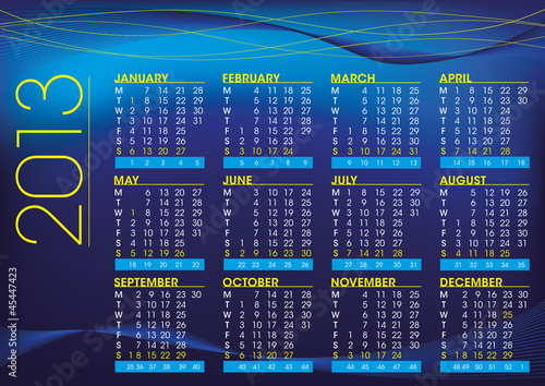 2013 night theme english calendar