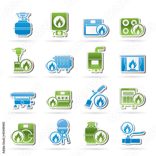Household Gas Appliances icons - vector icon set