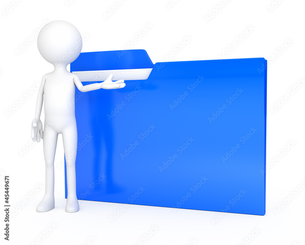 3d people - human character with folder. 3d people - human character with folder.