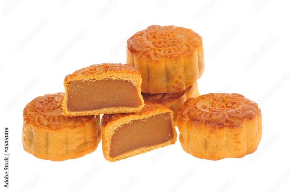 Moon Cakes With Cut Section Showing The Filling Moon Cakes With Cut Section Showing The Filling