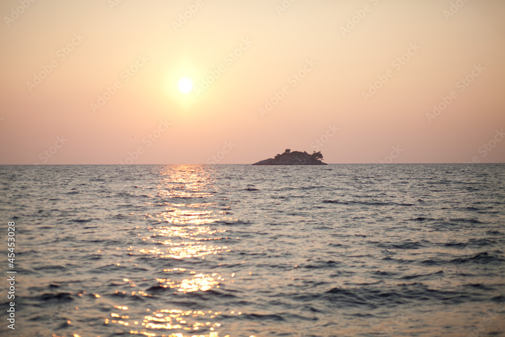 distant island in sunset