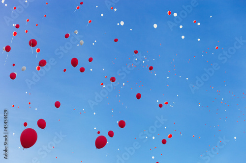Red and white balloons