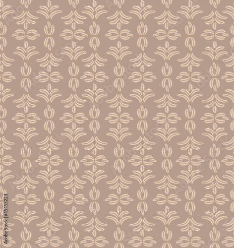 seamless vector leaves pattern with floral ornament