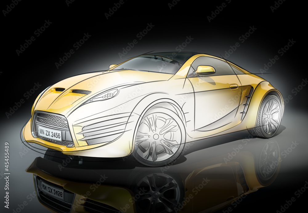 Fototapeta premium Concept car sketch. Original car design.