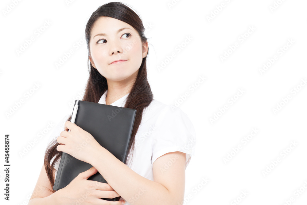 Beautiful businesswoman on white background. Portrait of asian. Beautiful businesswoman on white background. Portrait of asian.