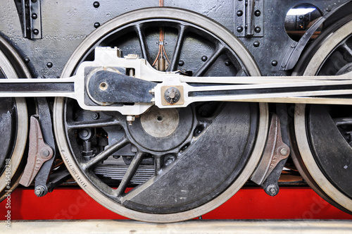 Wheel of an old train in the Museum of Transport in Lucerne, Swi