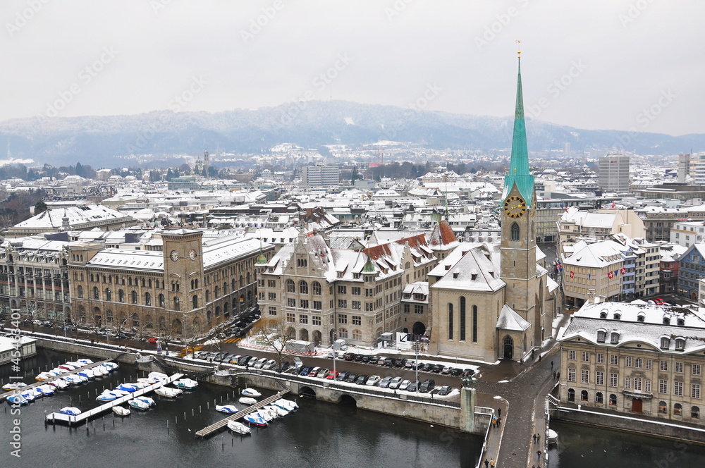 Naklejka premium Winter view of Zurich
