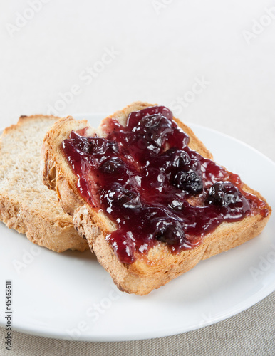 Toast with blueberry jam