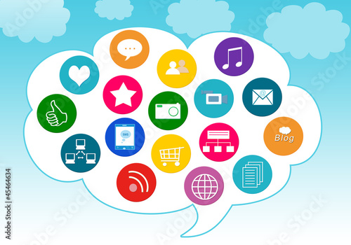 Iconos de Social Media en la nube