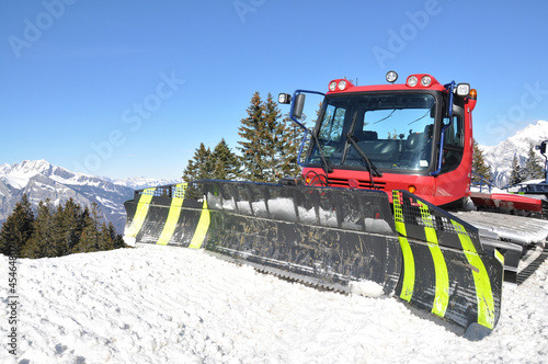 Snowplow in Pizol, famous Swiss skiing resort