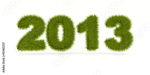 Green 2013 New Year sign isolated on white
