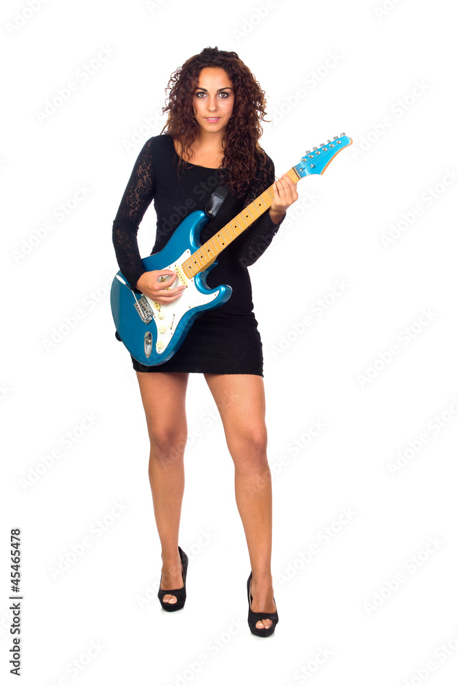 Beautiful Business Woman Playing Electric Guitar Beautiful Business Woman Playing Electric Guitar