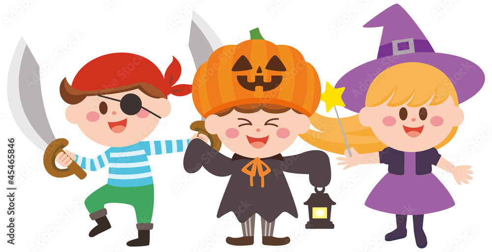 ハロウィン 仮装 海賊 パンプキン 魔女 子供達 イラスト Stock Illustration Adobe Stock