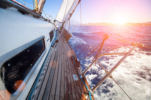 Sailing regatta in the sunset light