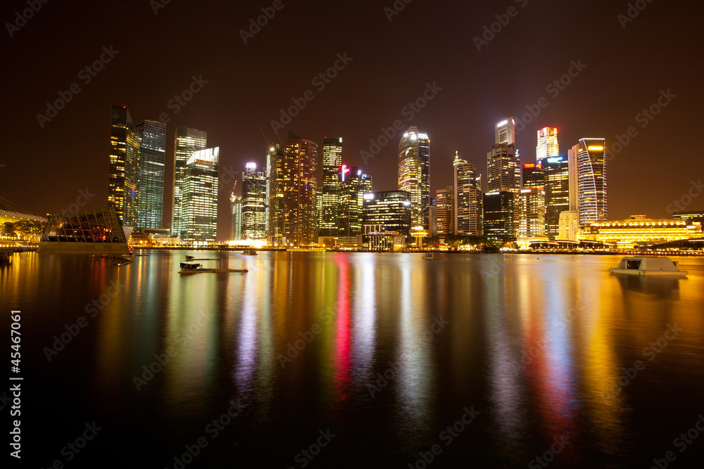 A view of Singapore business district .