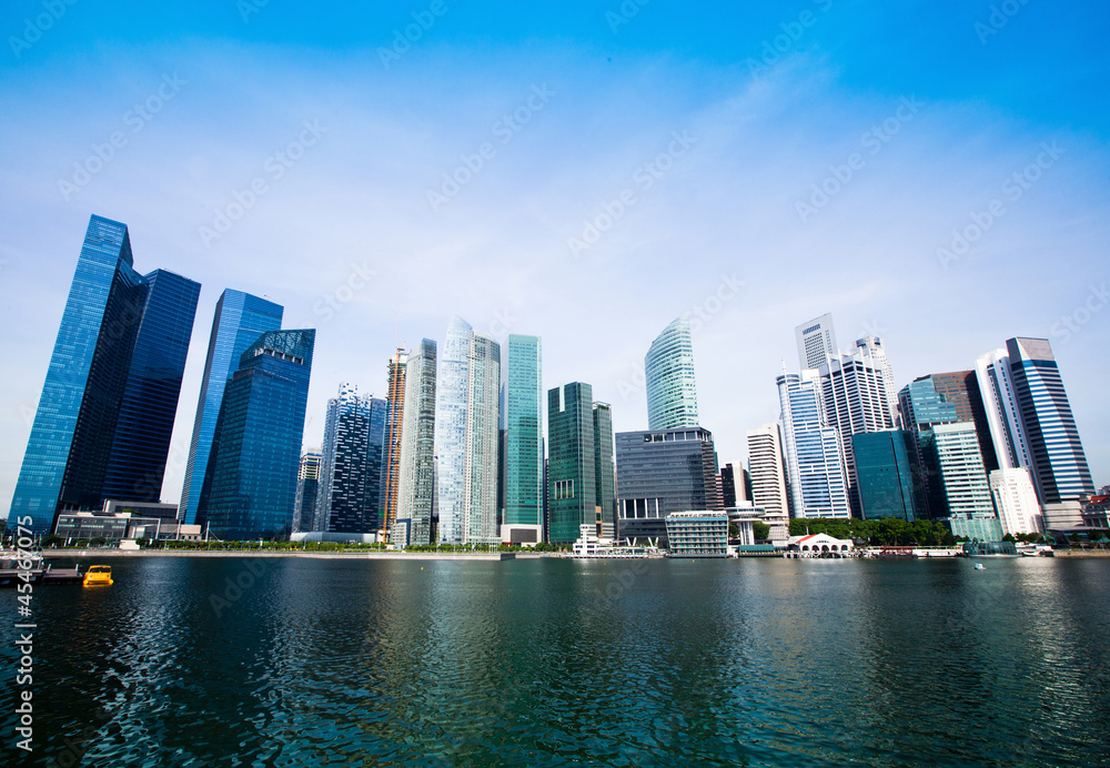 Singapore city skyline.