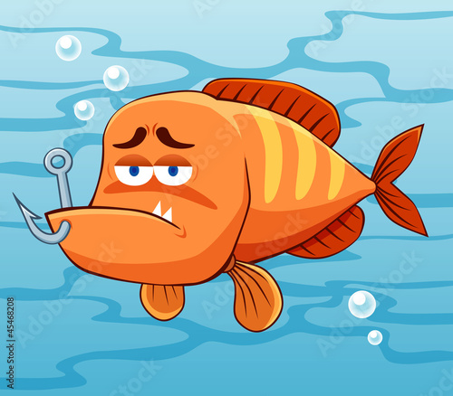illustration of fish with Fishing Hook