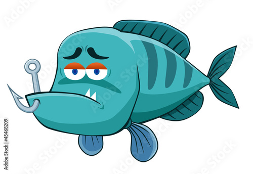 illustration of fish with Fishing Hook