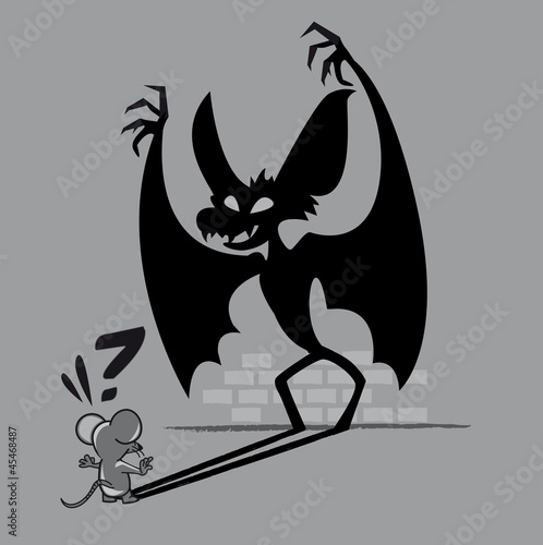 souris, chauve-souris, ombre, personnage, animal