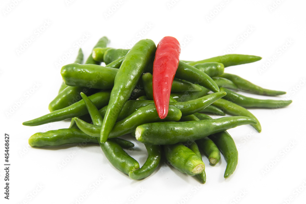 hot thai chilli peppers on white background hot thai chilli peppers on white background