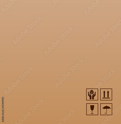 Fragile symbol on brown cardboard