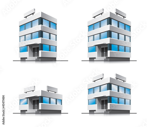 Four cartoon office vector buildings. EPS10 vector file.