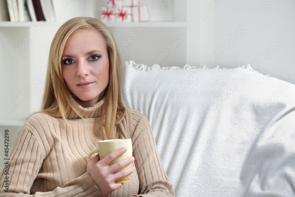 Beauty girl with coffee cup