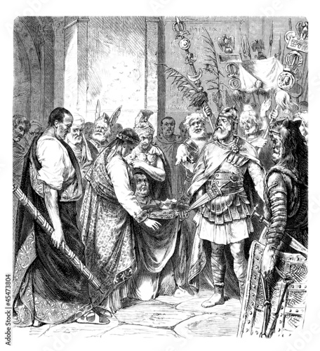 Canvas Print Barbarian beating the roman Emperor