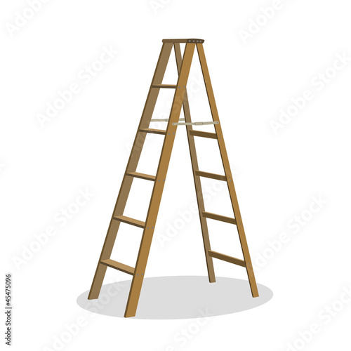 Illustration of various isolated ladders, stepladders