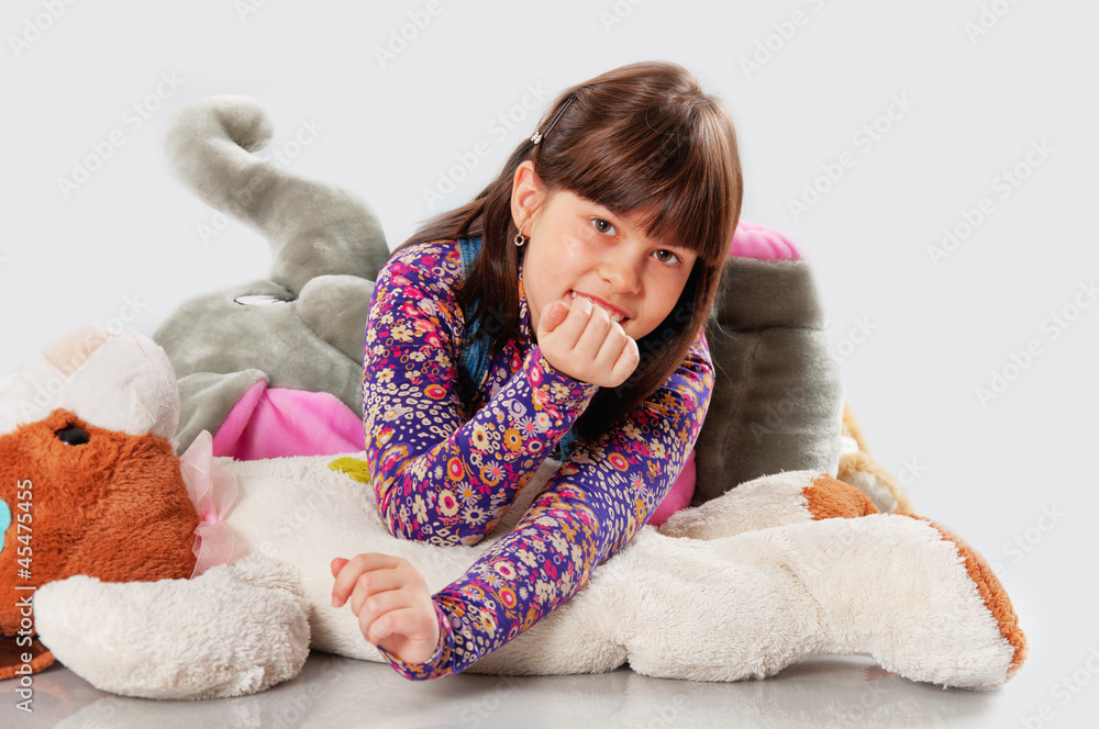 cheerful girl posing in studio
