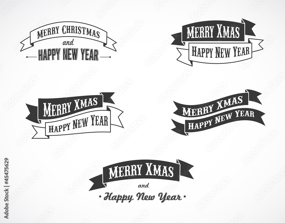 Fototapeta premium Retro Christmas background ribbons with text