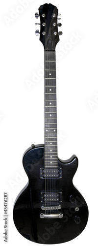 Canvas Print Black electric guitar on white background