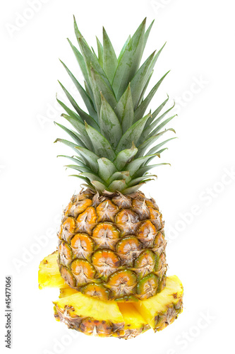 Fresh sliced ​​pineapple isolated on white background