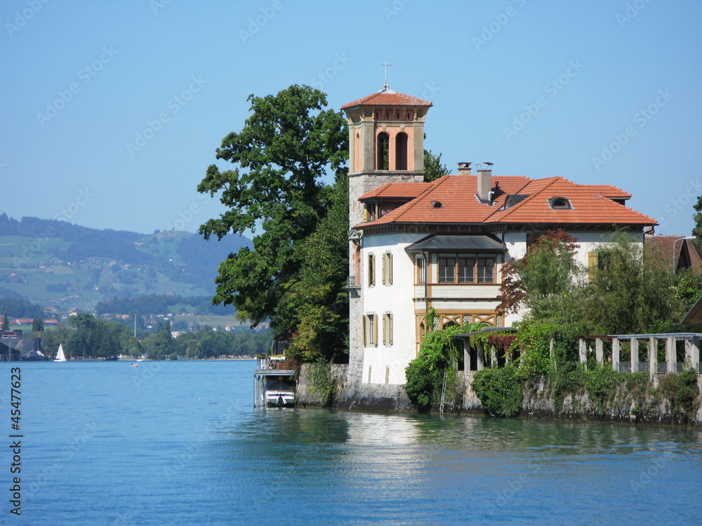 Old mansion in Oberhofen at the lake Thun. Switzerland