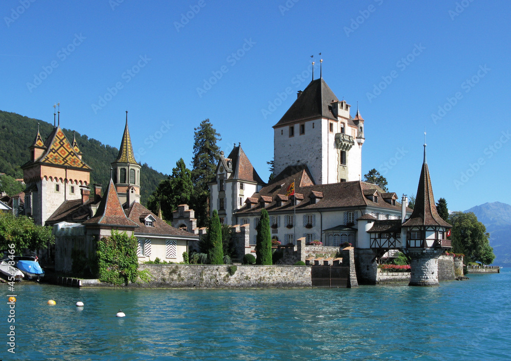 Oberhofen castle at the lake Thun, Switzerland