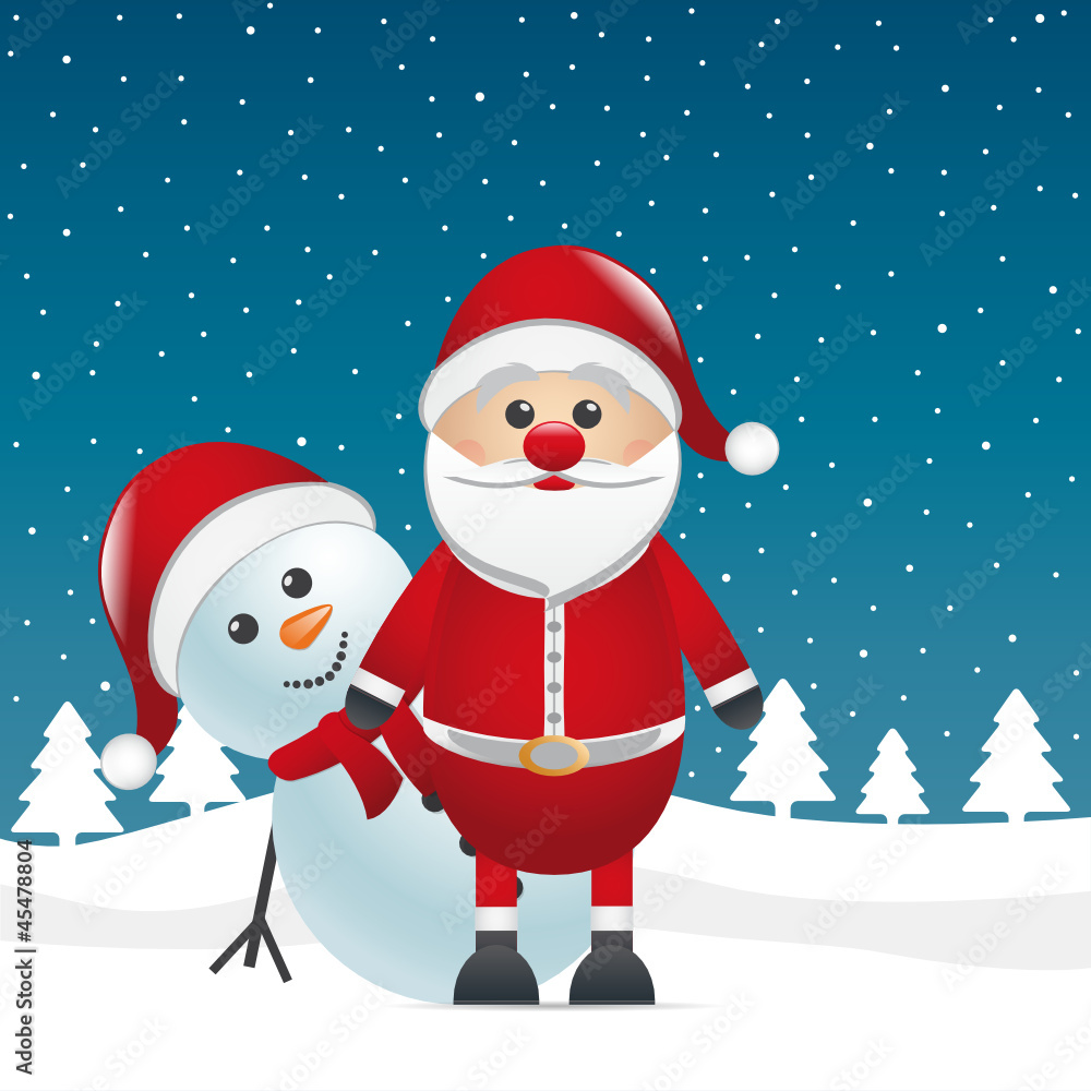 santa claus and snowman santa claus and snowman
