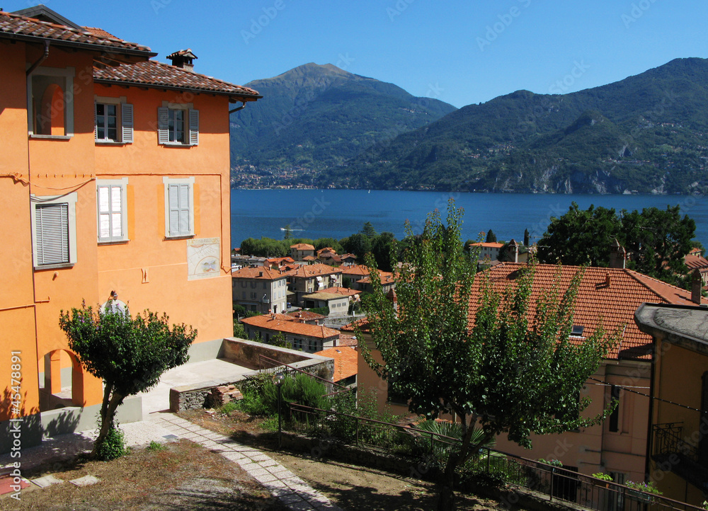 Obraz premium Menaggio town against famous Italian lake Como