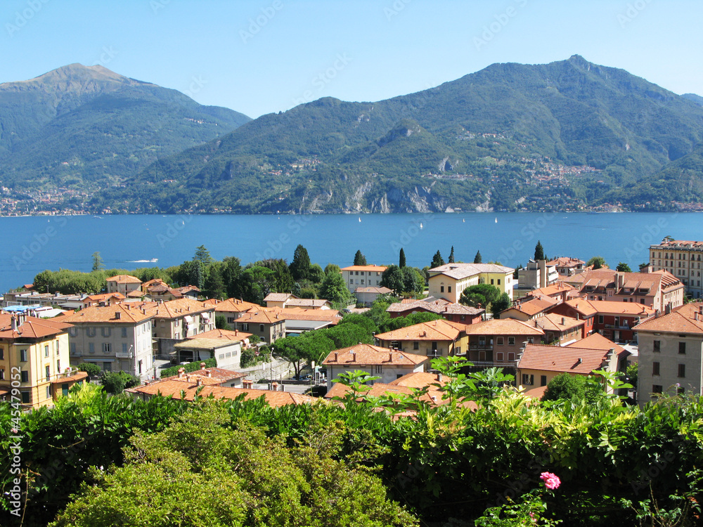 Menaggio town against famous Italian lake Como ..