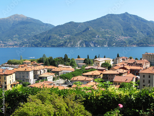Menaggio town against famous Italian lake Como ..