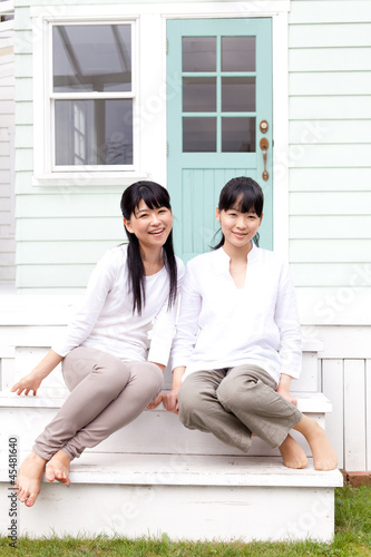 a young asian women relaxing 