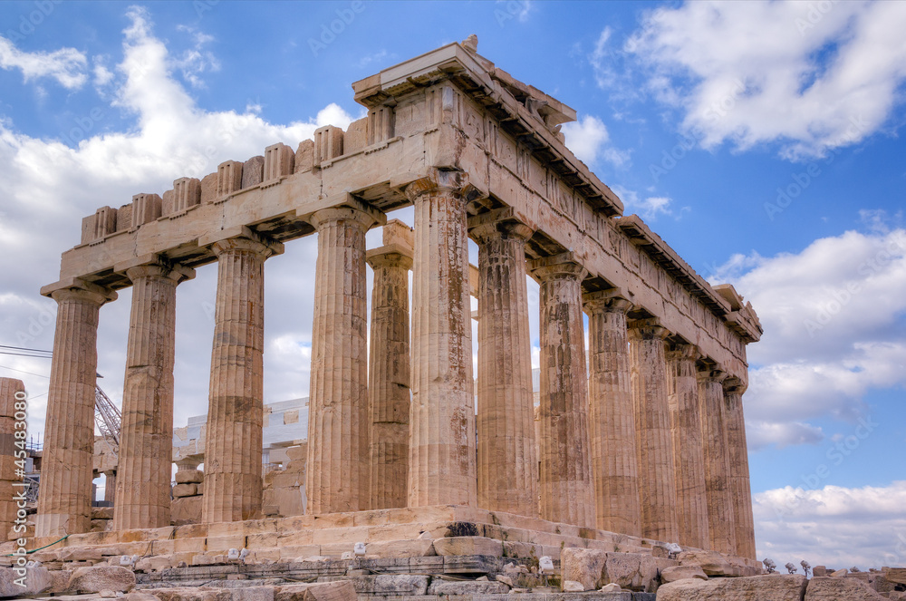 Parthenon temple southeast side view, Acropolis, Athens, Greece