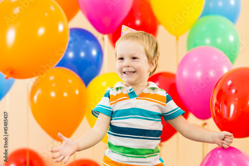 joyful kid boy on birthday ...
