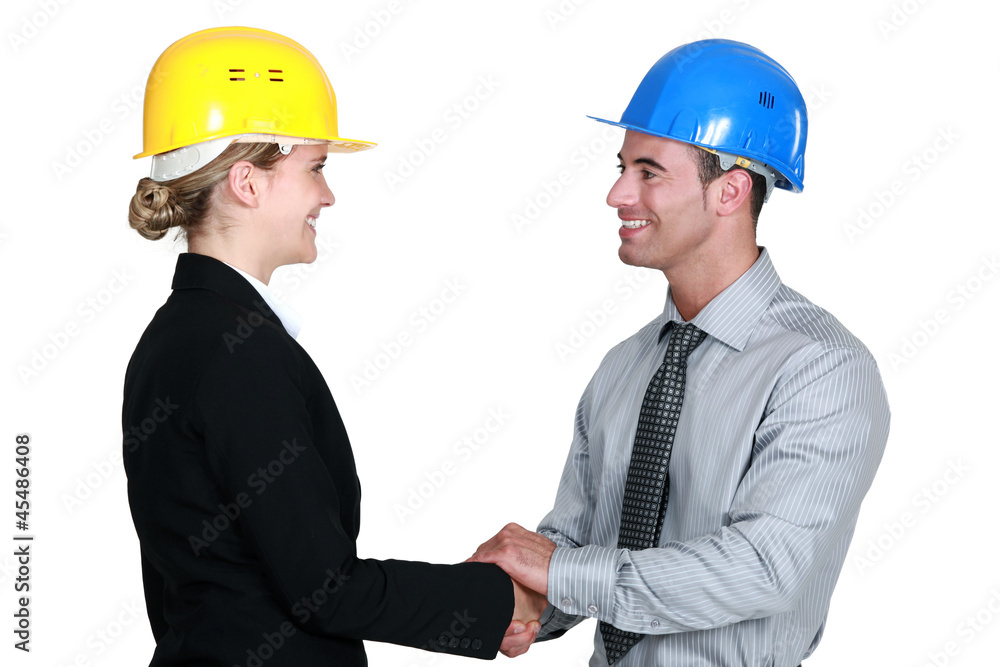 Architects shaking hands Architects shaking hands