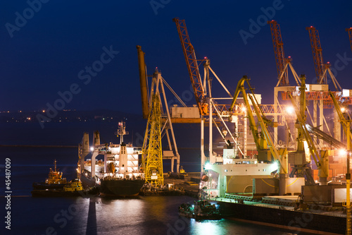 night industrial port