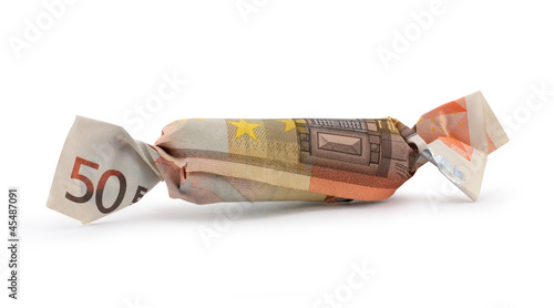 Fifty euro candy isolated with clipping path