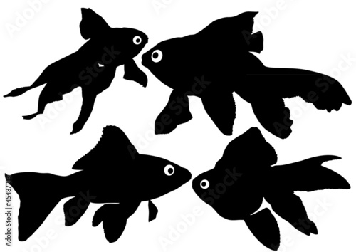Goldfish vector silhouettes isolated on white background