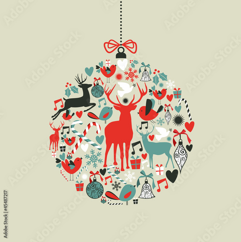 Christmas icons in bauble shape