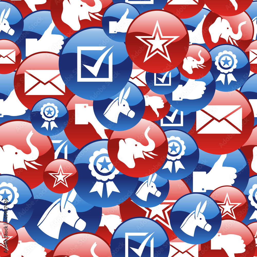 Obraz premium USA elections glossy icons pattern